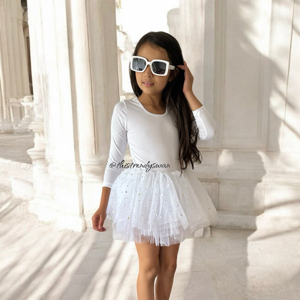 Ballerina Dress Long Sleeve – White