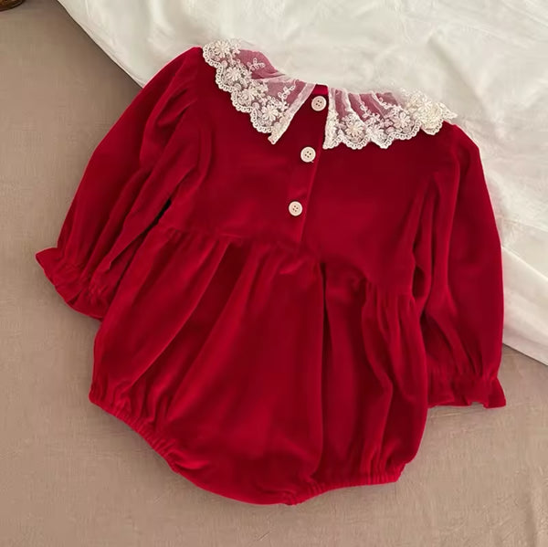 Velvet Red Romper